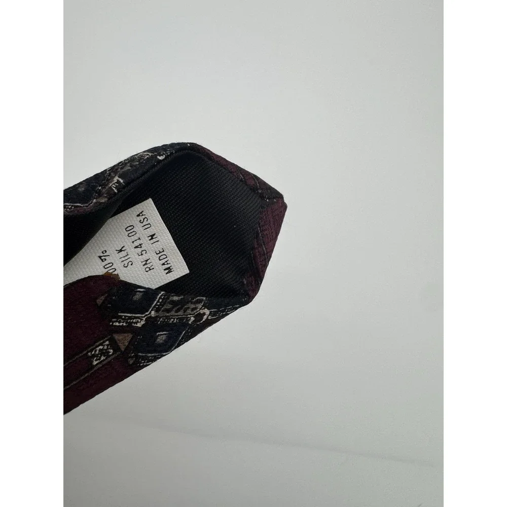 Jonathan Bennett Silk Tie USA Burgundy Blue Geometric Medallion Necktie‎ Classic